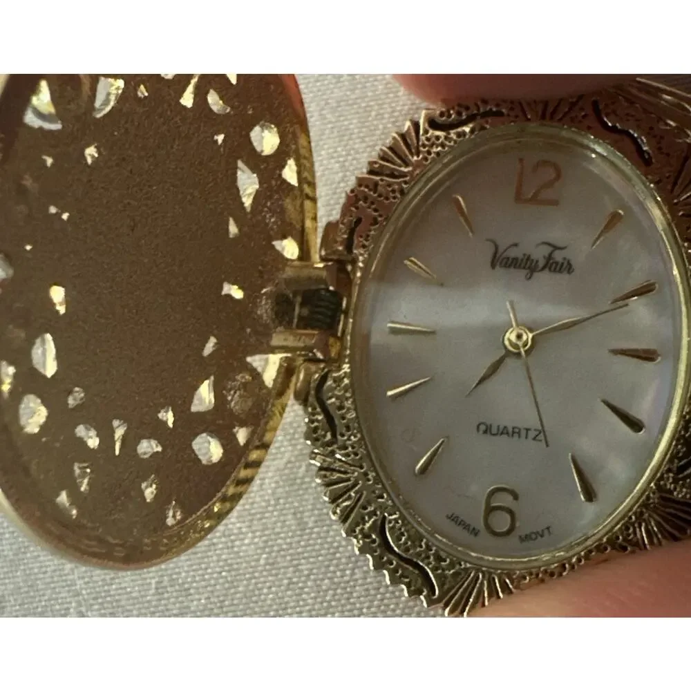 Vintage Vanity Fair Gold Gold Tone Pendant Watch Needs Battery!